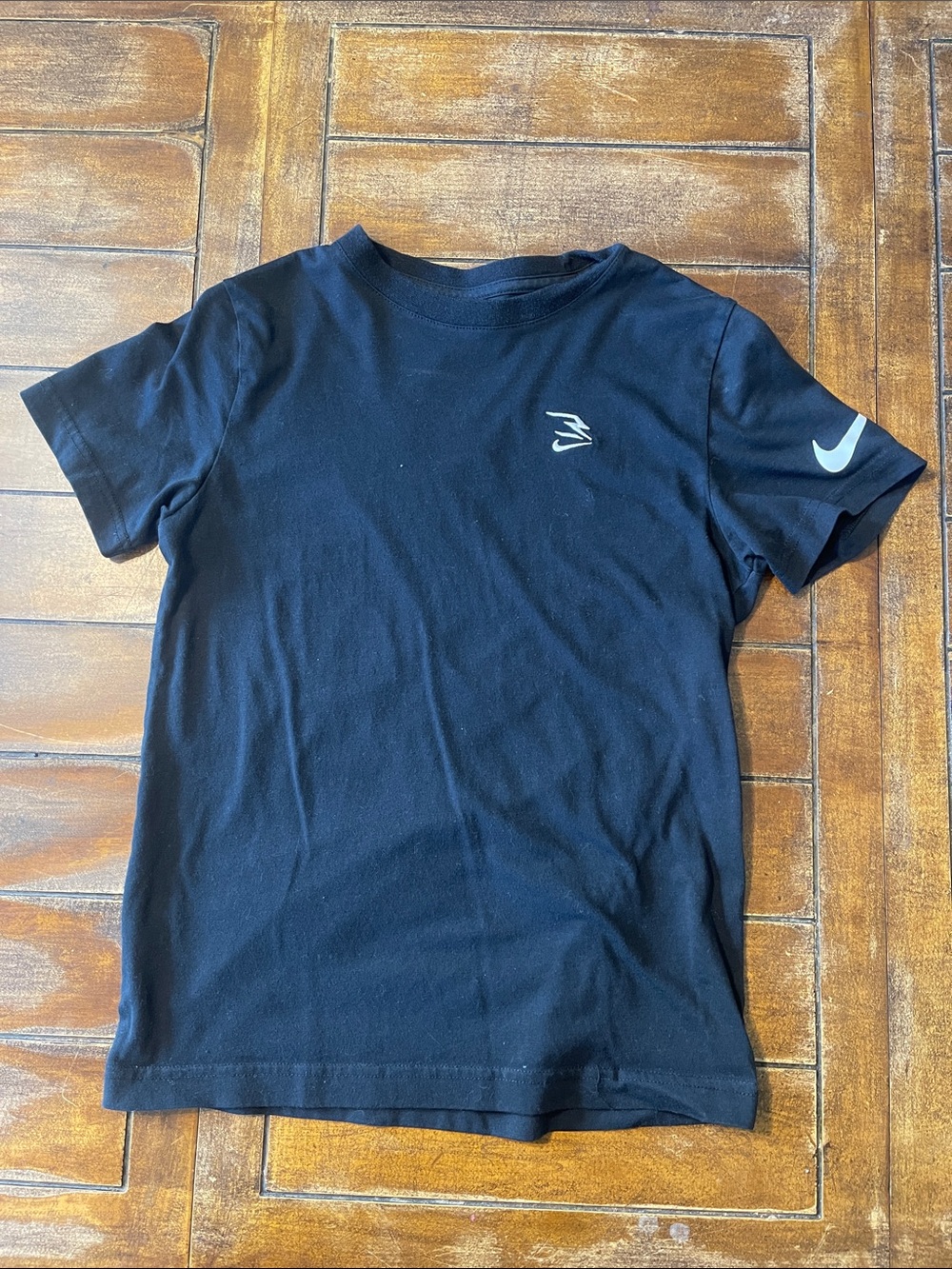 Nike Black Kids Short-Sleeve Tee with White Logos